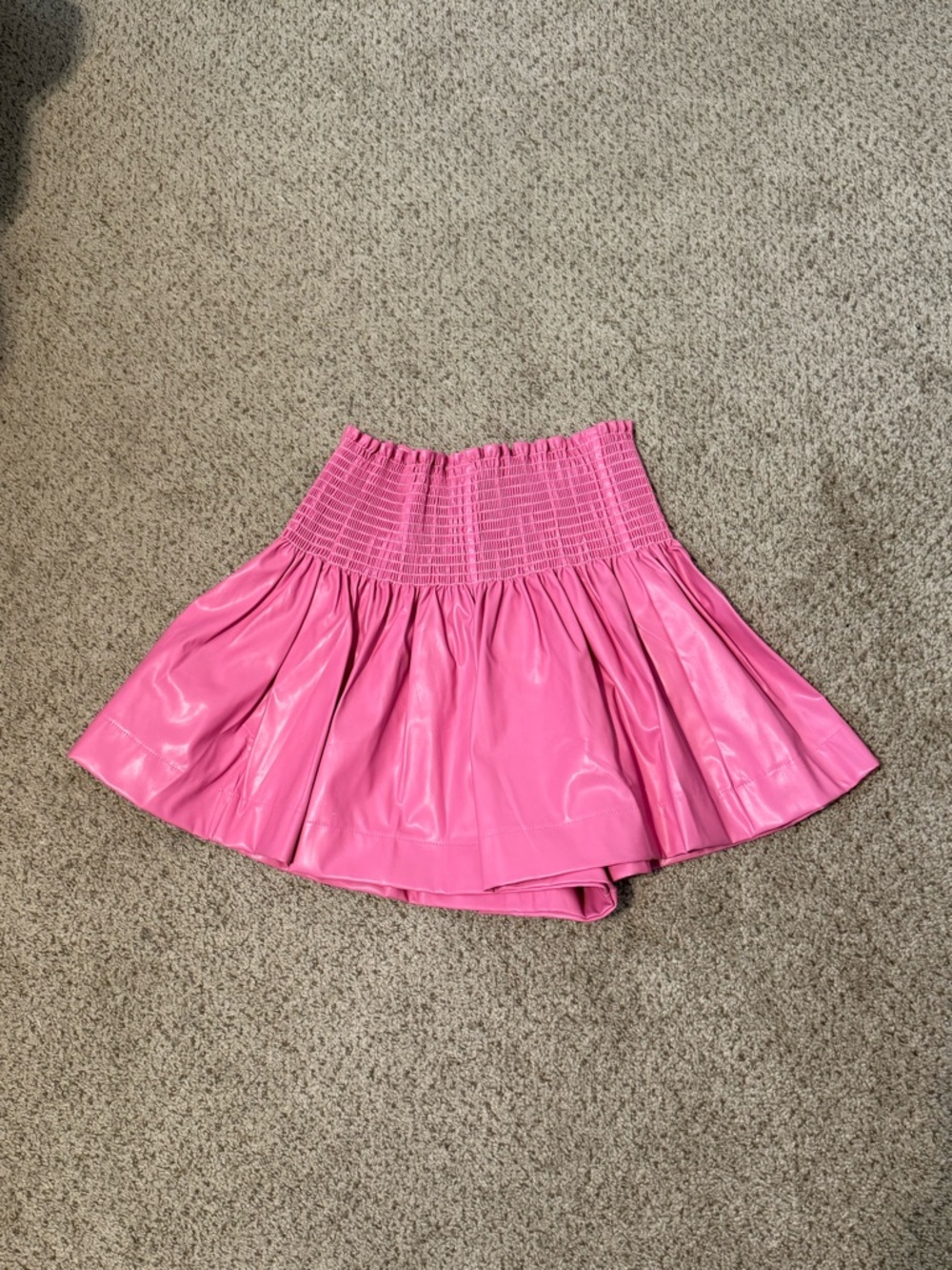 QUEEN OF SPARKLES Bright Pink Leather Swing Shorts